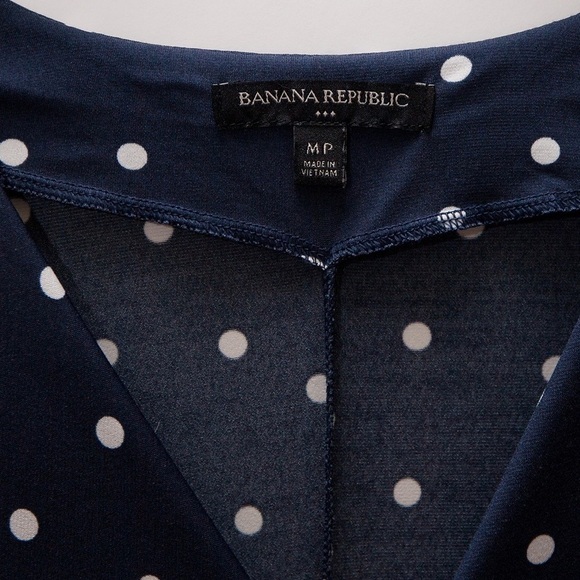 Banana Republic Sheath Dress Dark Blue & White Polka Dots Sze MP - Picture 9 of 13